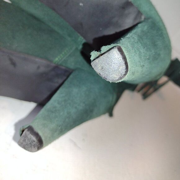 Lavorazione Artigiana Hand Made Green Suede Boho Heeled Slouch Boots Size Eu 40 - Picture 9 of 9